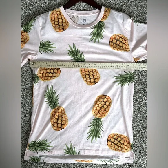 George Men’s Small Pink Pineapple T-Shirt Vacation Tee Casual Summer Menswear - Picture 9 of 10